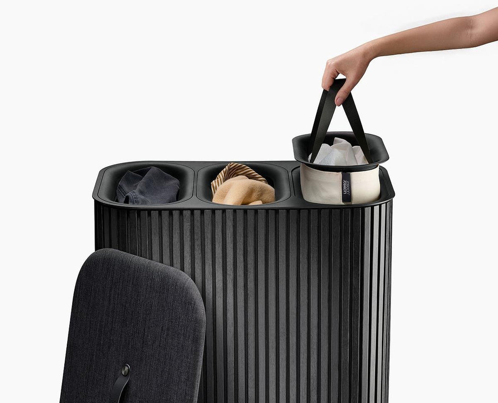 Joseph joseph tota luxe 90l wasmand zwart, 3 compartimenten