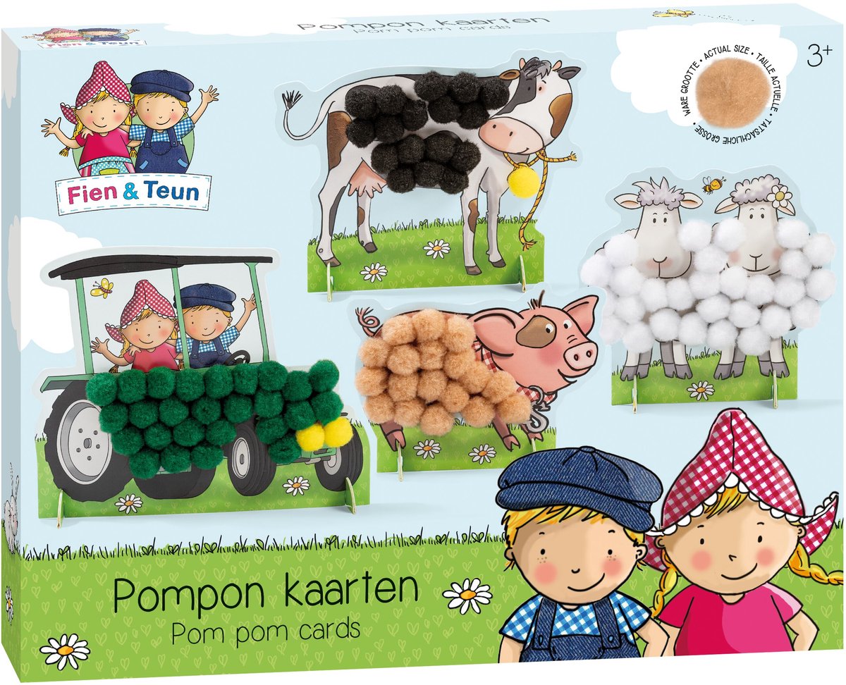 Bambolino speelgoed fien en teun pompom plakken knutselset