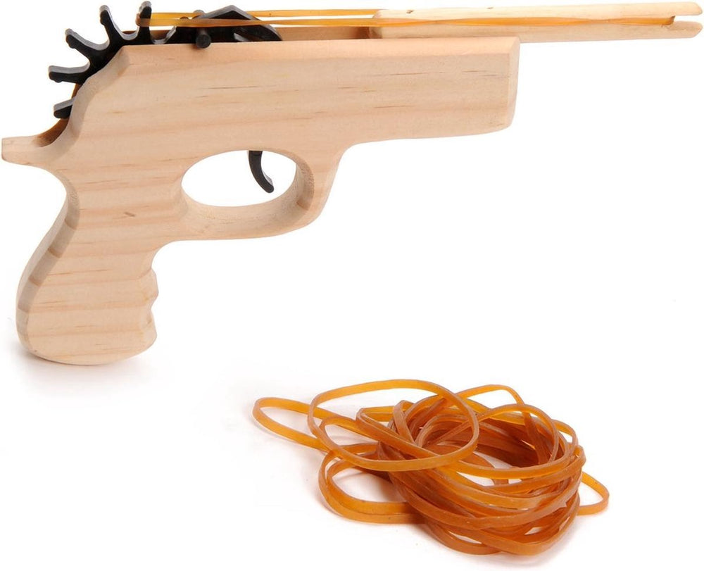 Playwood houten pistool met elastiek