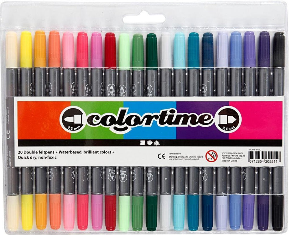 Creotime dubbelzijdige stiften - extra kleuren, 20st.
