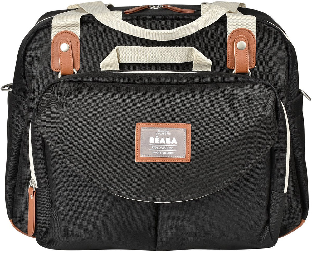 Béaba genève luiertas - modulaire verzorgingstas met uitneembare voorzak - ruime babytas met slimme opbergvakken - inclusief isotherm lunchzakje, aankleedkussen en fopspeenhoes - kinderwagen- en trolleybevestiging - zwart