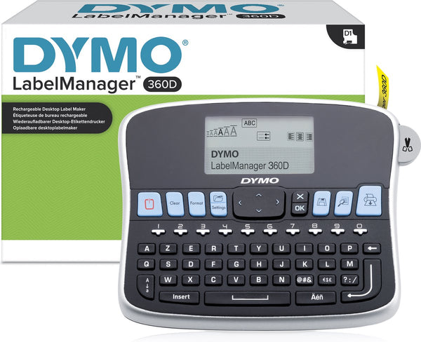 Dymo desktoplabelprinter | labelmanager 360d herlaadbare handheld labelmaker | azerty-toetsenbord | gebruiksvriendelijke, smart-one-touch-toetsen en groot scherm | voor organisatie thuis en op kantoor