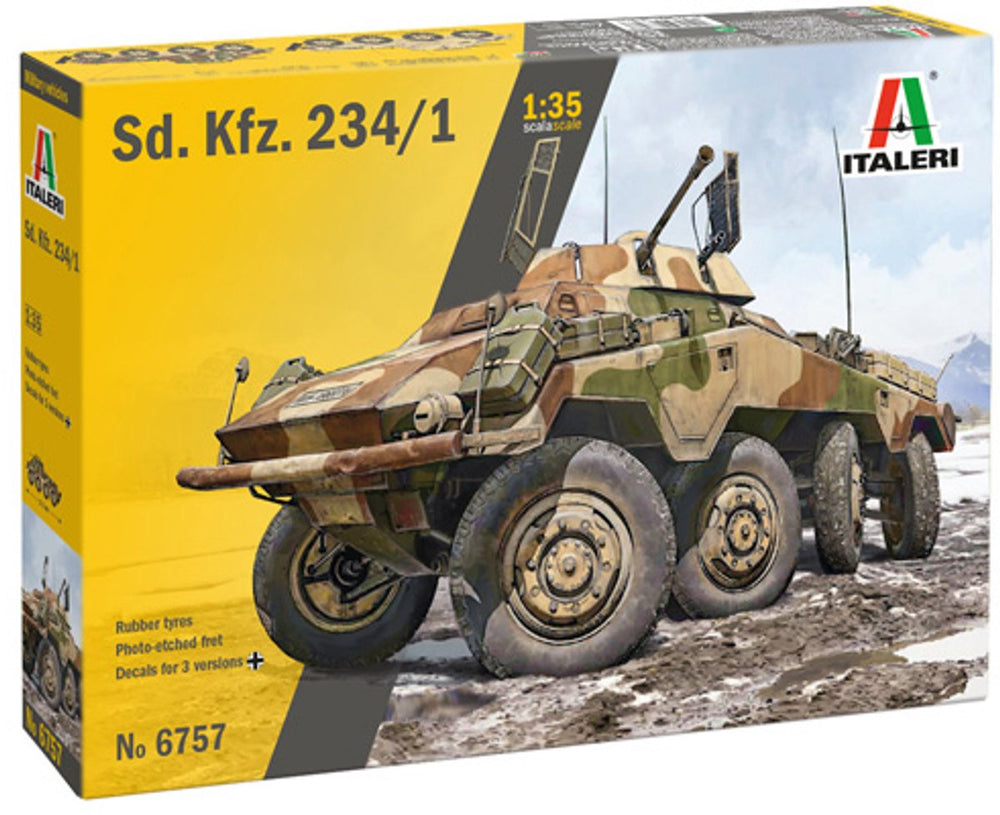 Italeri modelbouwpakket militaire voertuigen - 6757 sd. kfz. 234 1 - duitse pantserwagen - verkenningsvoertuig wwii - militair voertuig plastic - 1:35 - modelbouw