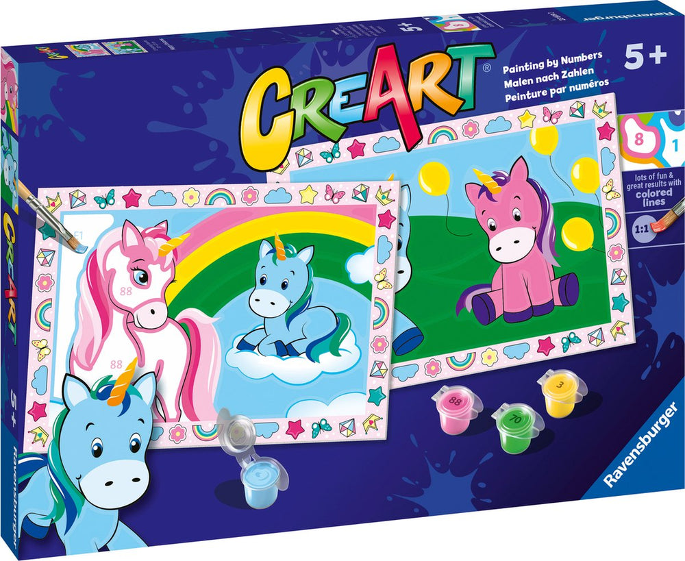 Ravensburger creart happy unicorns - schilderen op nummer voor kinderen