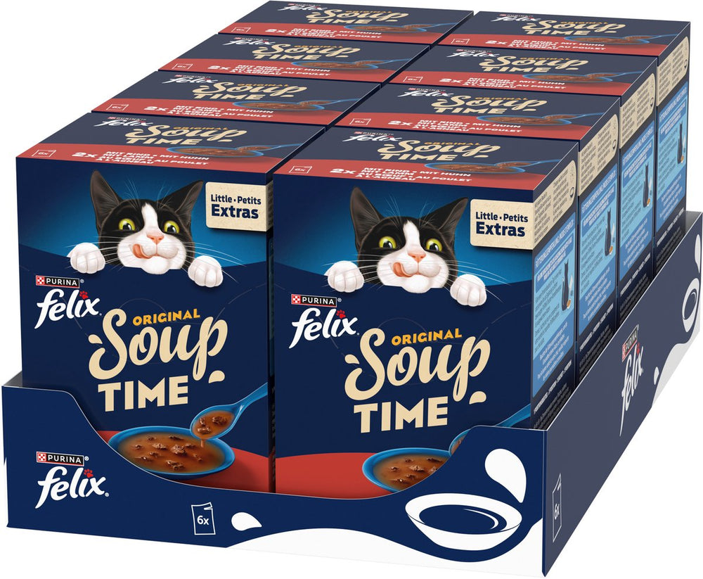 Felix soup vlees selectie - kattenvoer natvoer - rund kip lam - 48 x 48 g