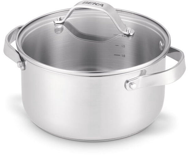 Beka cicla kookpot ø24 cm - met deksel uit glas - gerecycleerd rvs - pfas-vrij - met lange steel - geschikt voor inductie