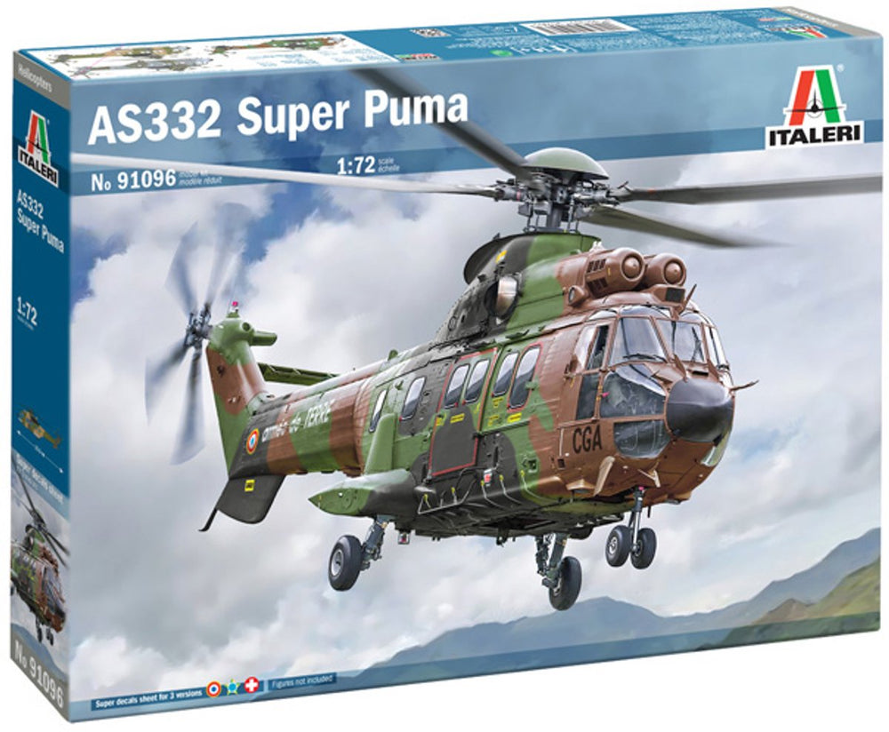 Italeri modelbouwpakket militaire voertuigen - 91096 eurocopter as332 super puma - franse helikopter plastic - 1:72 - modelbouw