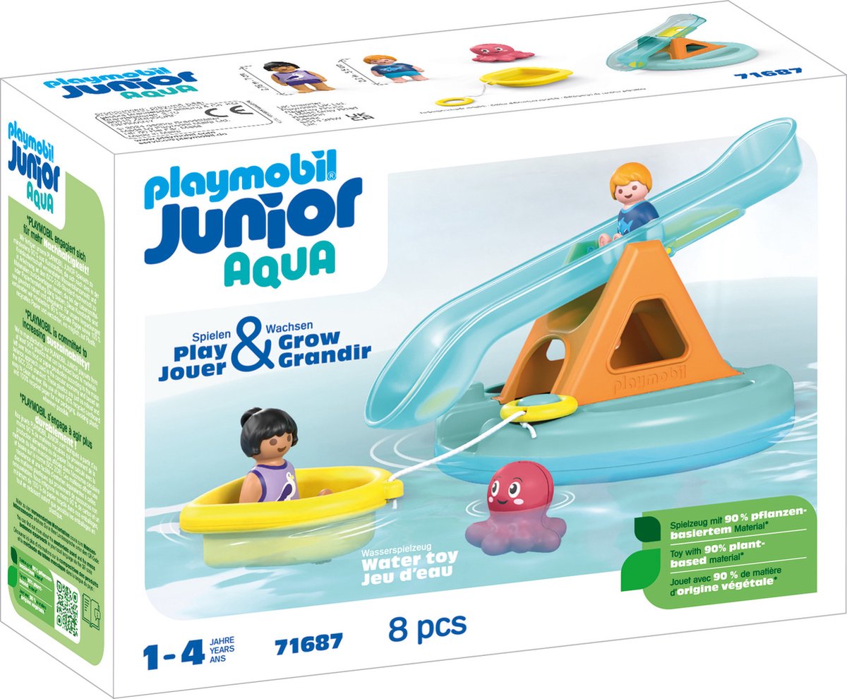 Playmobil junior aqua zwemeiland met waterglijbaan - 71687