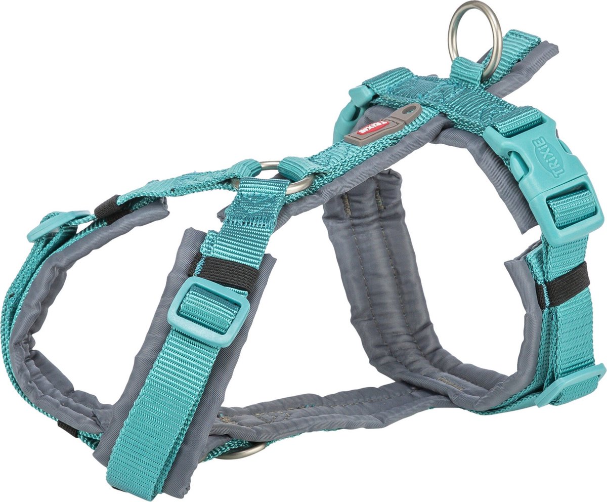 Trixie hondentuig premium trekking aqua blauw grafiek grijs