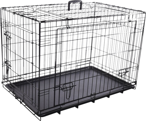 Flamingo hondenbench nyo zwart m – 77x47x53,5 cm – opvouwbare draadkooi met 2 deuren lade – hondenbench met handvat