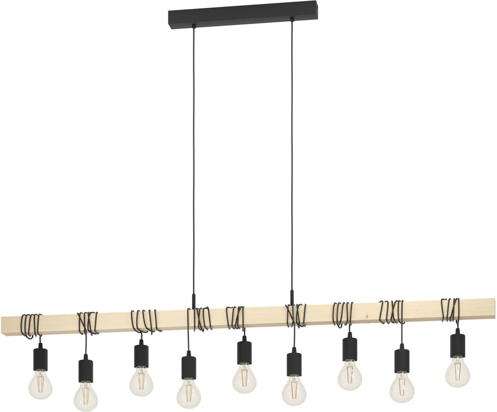 Eglo townshend hanglamp - e27 - 150 cm - bruin zwart - fsc hout