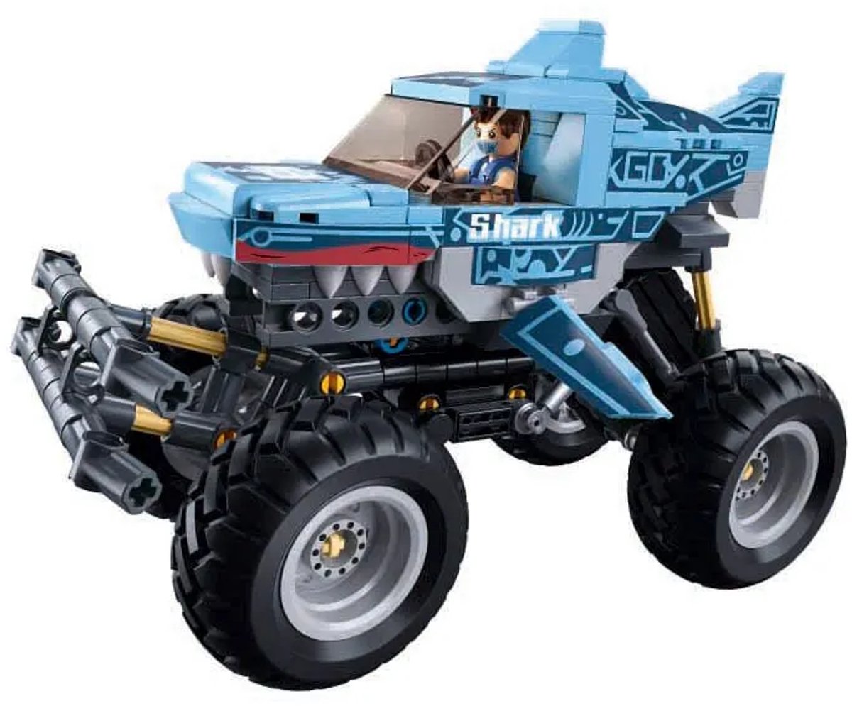 Sluban power bricks bigfoot blauw bouwspeelgoed kinderen vanaf 6 jaar – constructiespeelgoed modelbouw monstertruck – bouwdoos met 273 bouwstenen en 1 minifiguur – m38-b1163