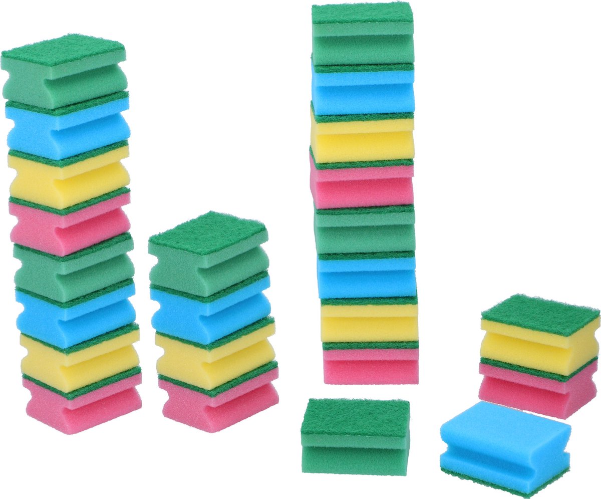 Dirt devil schuursponsjes - 24x stuks - gekleurd - huishoud schoonmaak afwas - sponzen