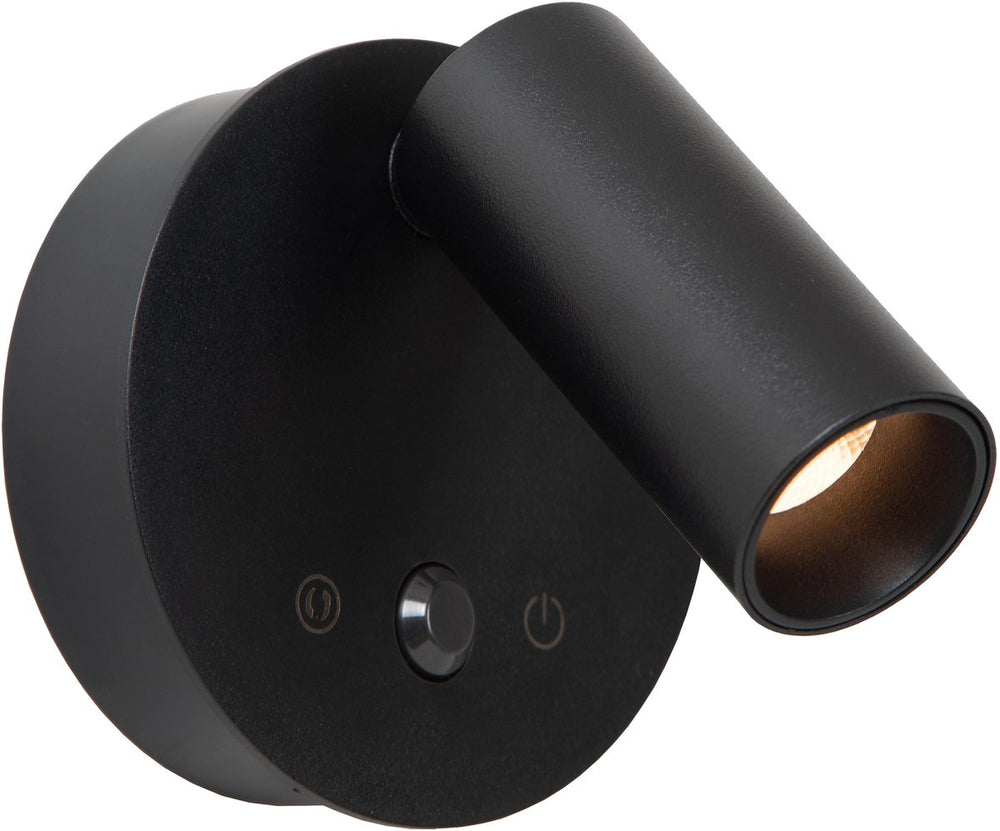 Lucide toni - oplaadbare wandspot wandlamp - accu batterij - ø 8,1 cm - led dimbaar - cct - 1x2w 2700k 4000k - bewegingssensor (uitschakelbaar) - magnetisch - zwart