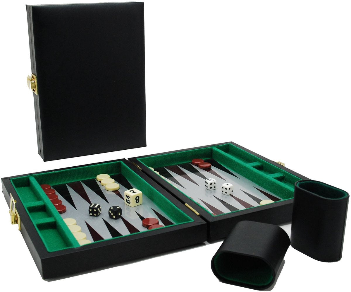 Hot games backgammon koffer magnetisch zwart 23x17
