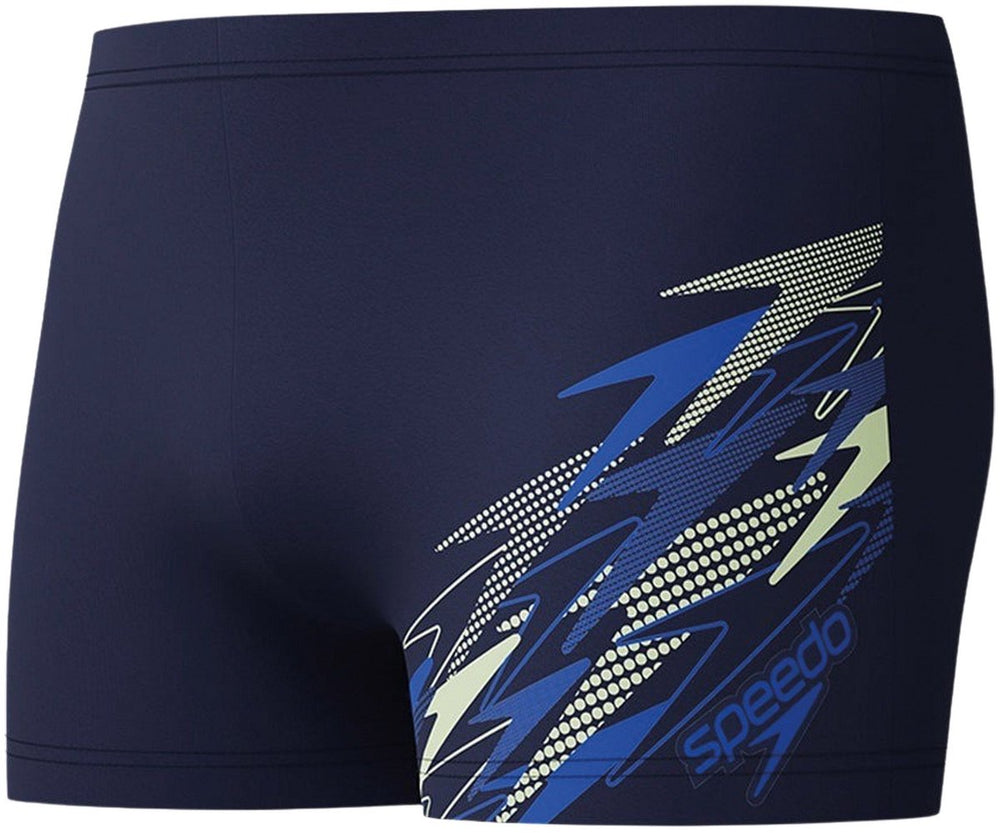 Speedo medley logo aquashort heren - strakke zwemshort heren - vormvaste zwemboxer heren - sportzwembroek heren met trekkoord - marine blauw - s