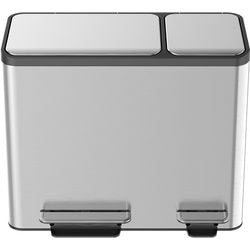 Eko - ecocasa recycler pedaalemmer 15+15+15 liter - stainless steel plastic - mat rvs - prullenbak