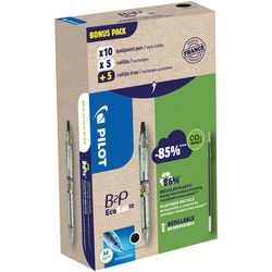 Pilot ecoball b2p begreen balpen | medium punt | 0 | 3 mm 10 stuks + 10 vullingen | zwart