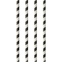 Rietjes papstar papier zwart, wit gestreept 6 mm diameter