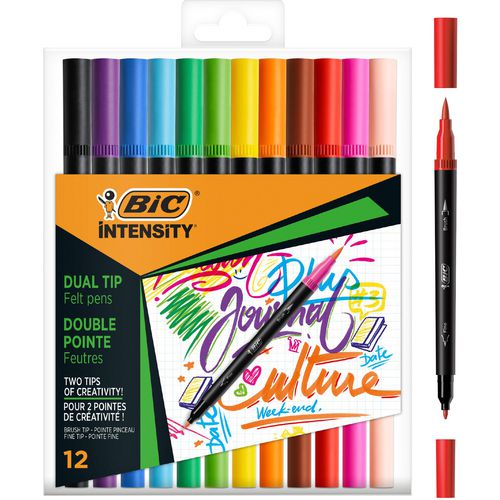 Dual viltstiften bic 989695 kleurenassortiment pak van 12