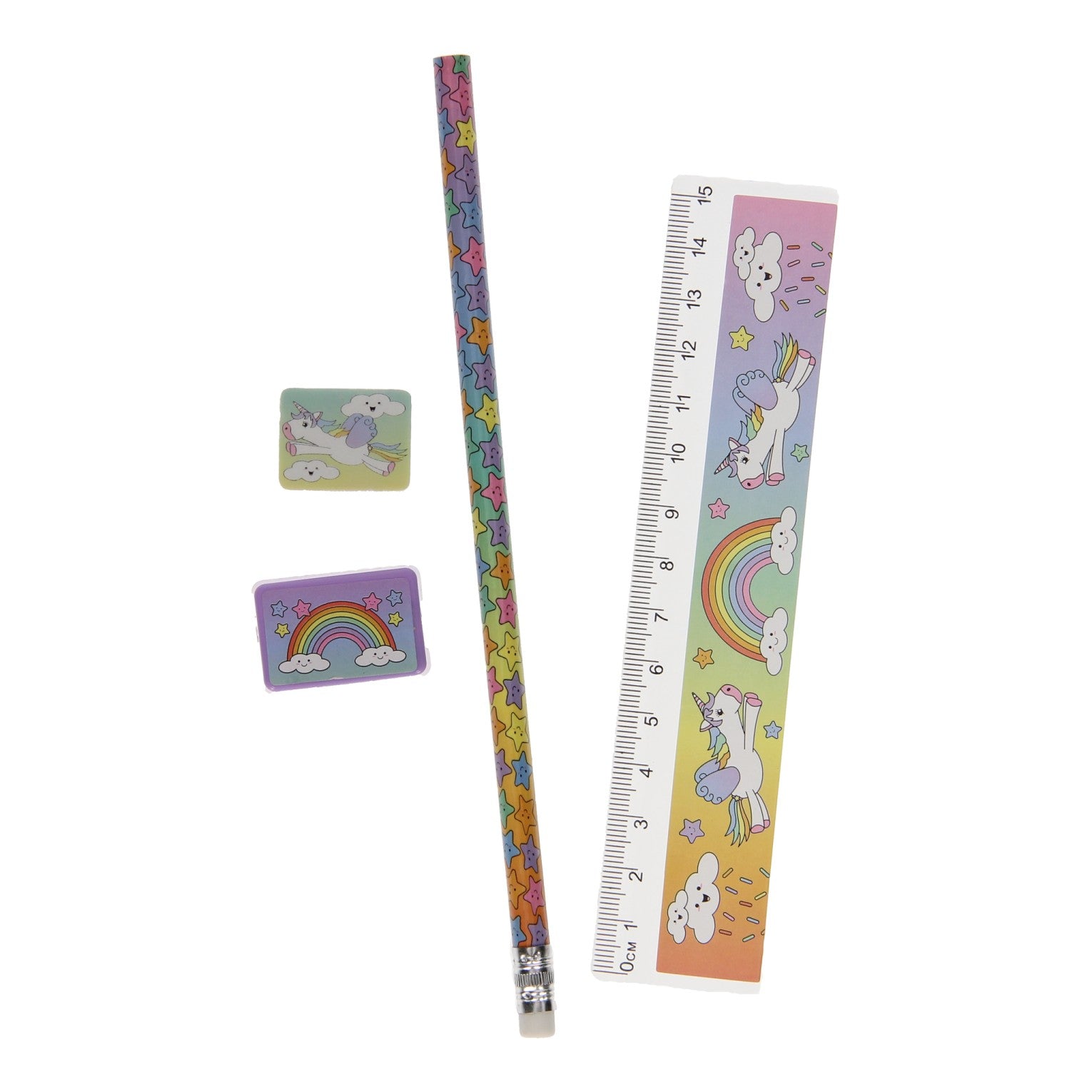 Duckiez schrijfset eenhoorn 19 cm set van 4 | 24 stuks