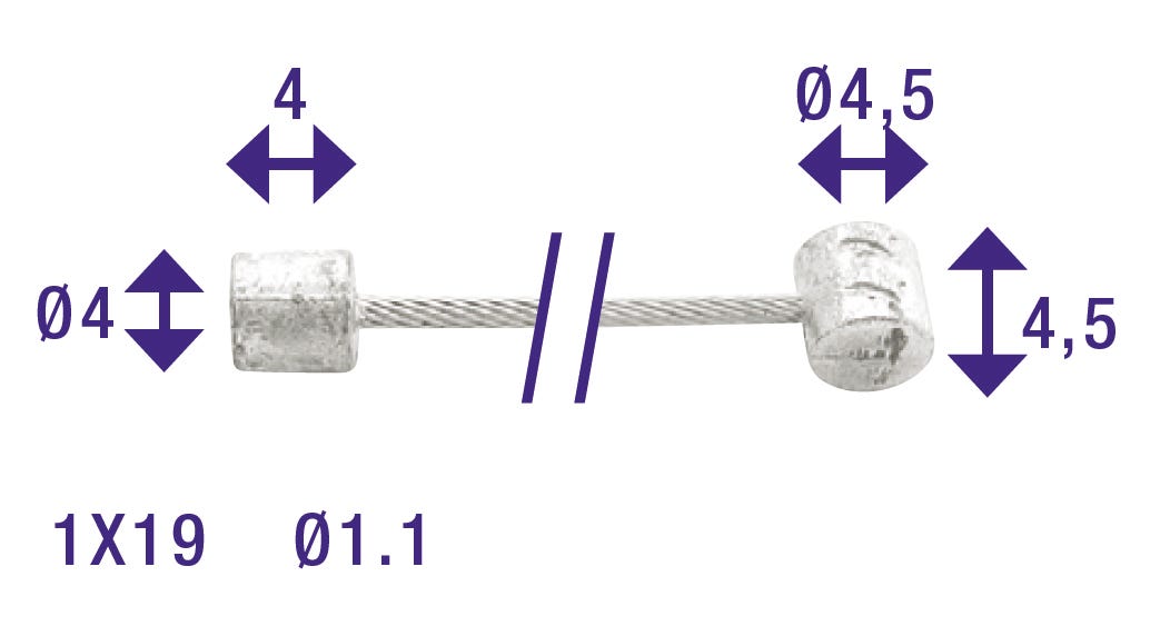 Cordo binnenkabel binnenkabel versteller 225cm ø1,1mm rvs + 2 nippels