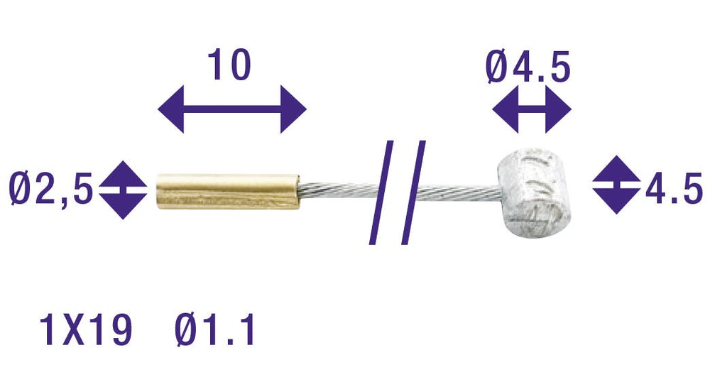 Cordo binnenkabel binnenkabel versteller 225cm ã˜1,1mm verzinkt + 2 nippels