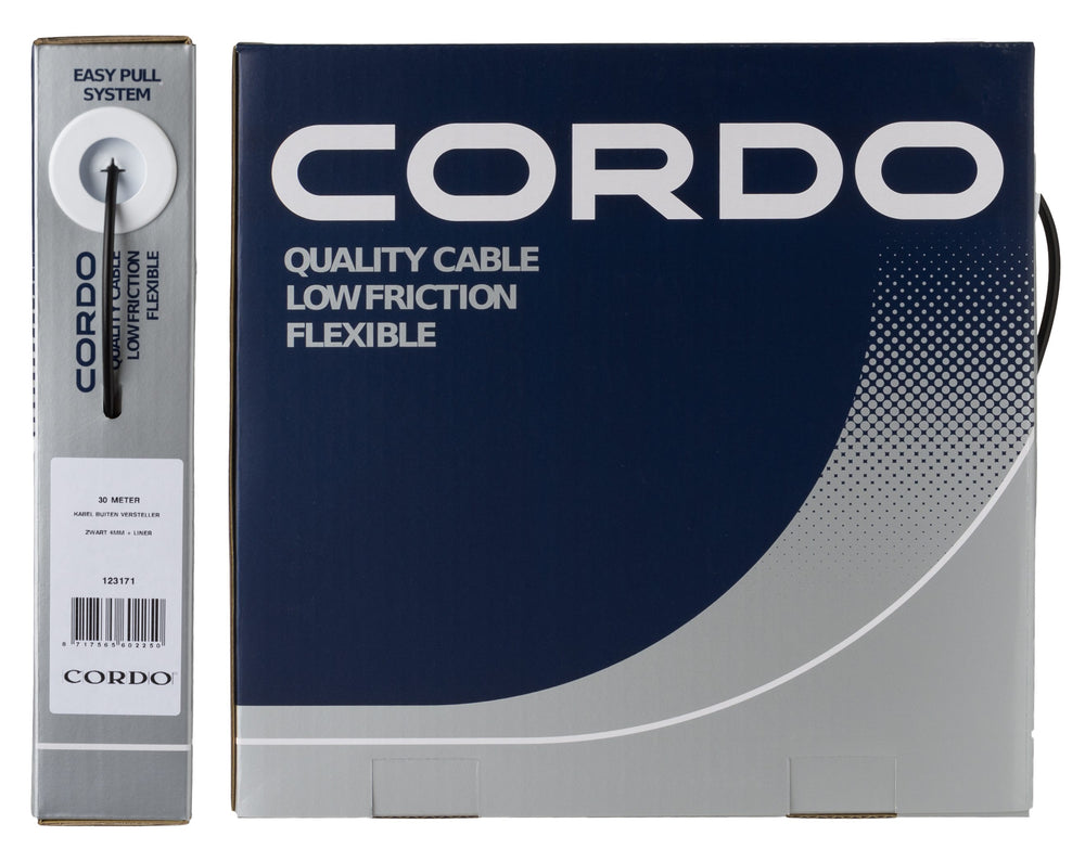 Cordo cable buitenkabel versteller zwart 4mm 30 meter + liner werkplaats