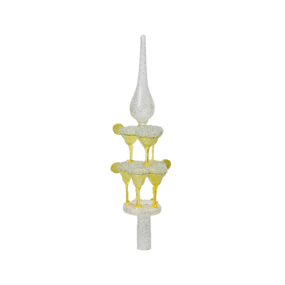 Decoris piek cocktailtoren van glas 31cm geelgroen