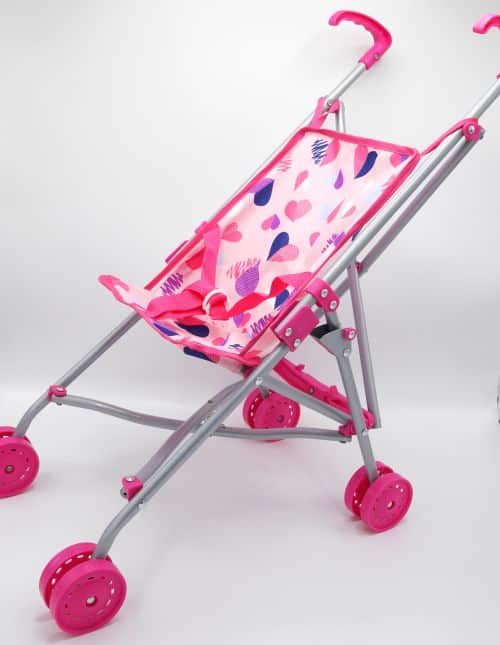 Vedes poppenbuggy met hartjes inklapbaar