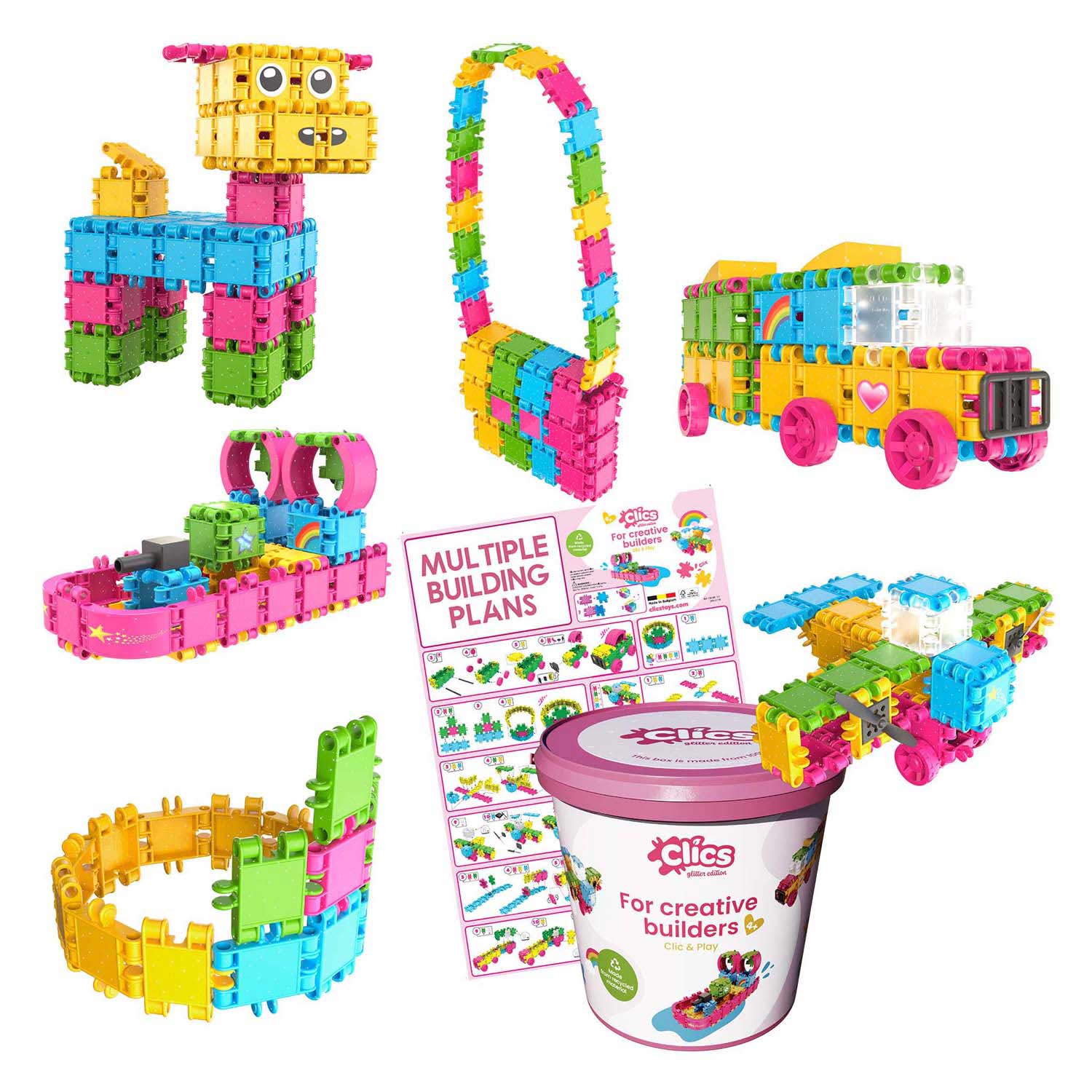 Clics bouwblokken - glitter bouwset 8in1