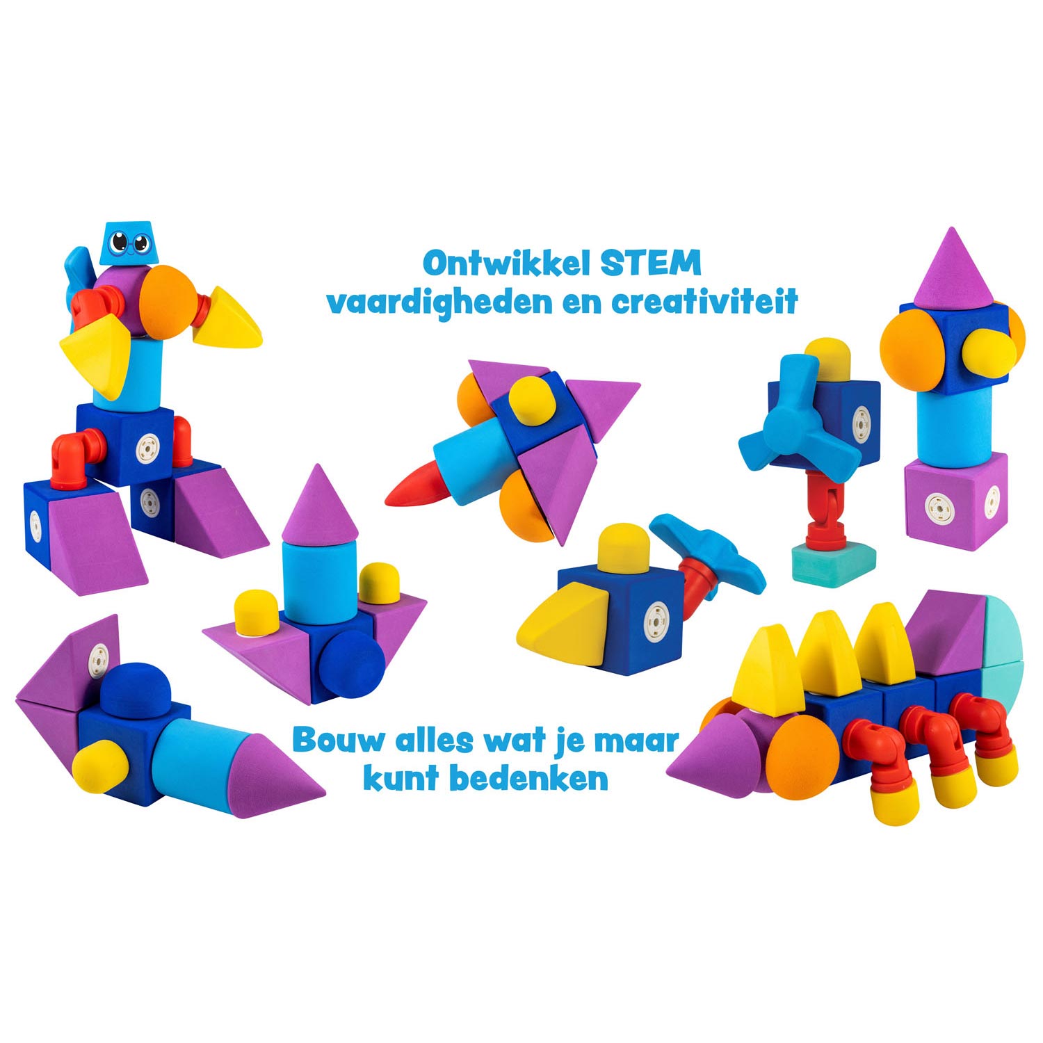 Blockaroo Magnetisch Foam Blokken Vliegtuigdoos, 10dlg.