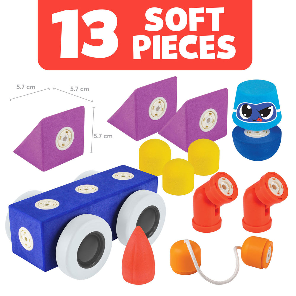 Blockaroo Magnetisch Schuim Blokken Voertuigen, 13dlg.