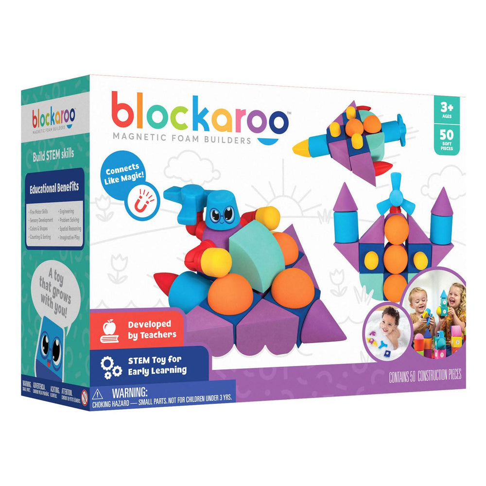 Blockaroo Magnetisch Schuim Blokken Bouwdoos, 50dlg.