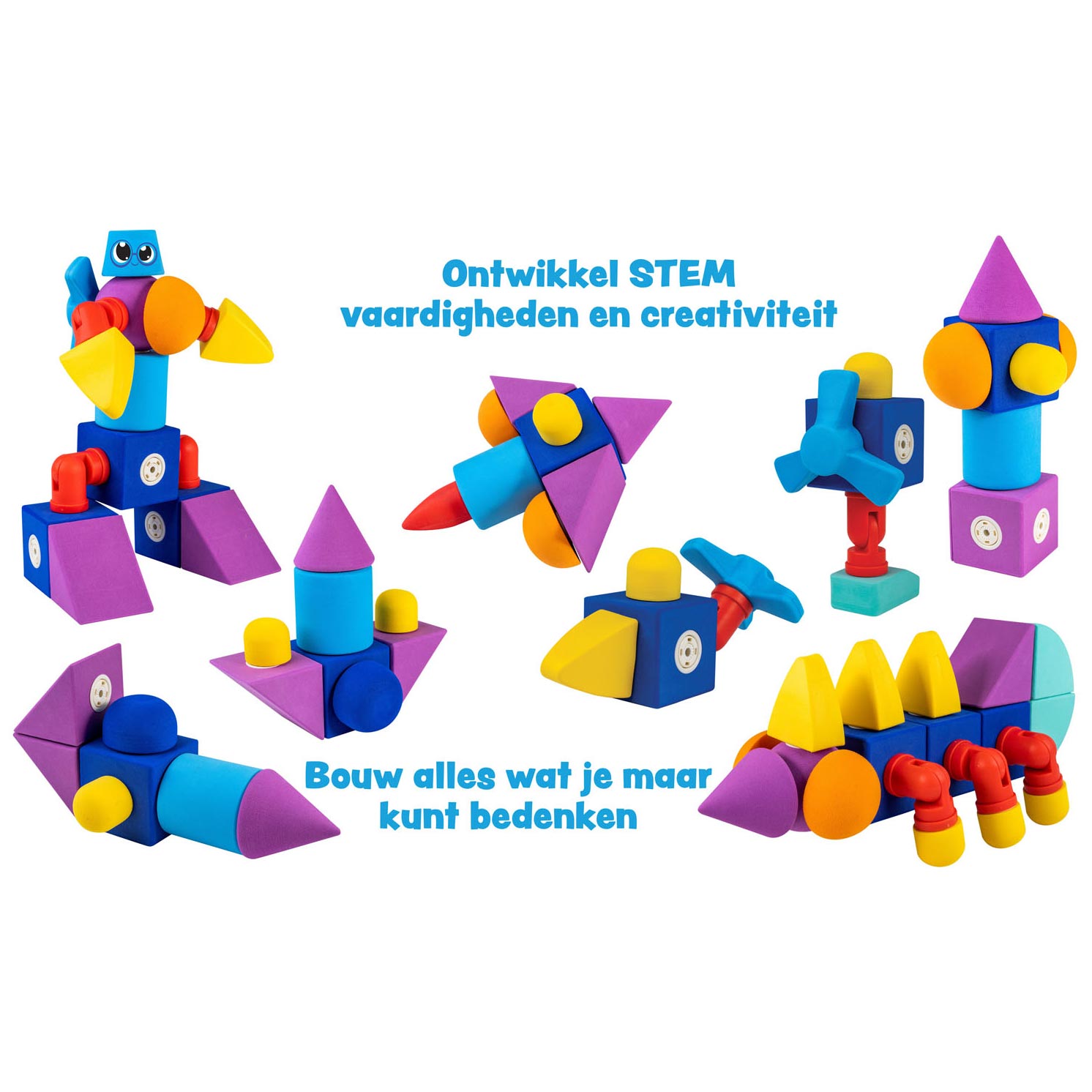 Blockaroo Magnetisch Schuim Blokken Bouwdoos, 50dlg.