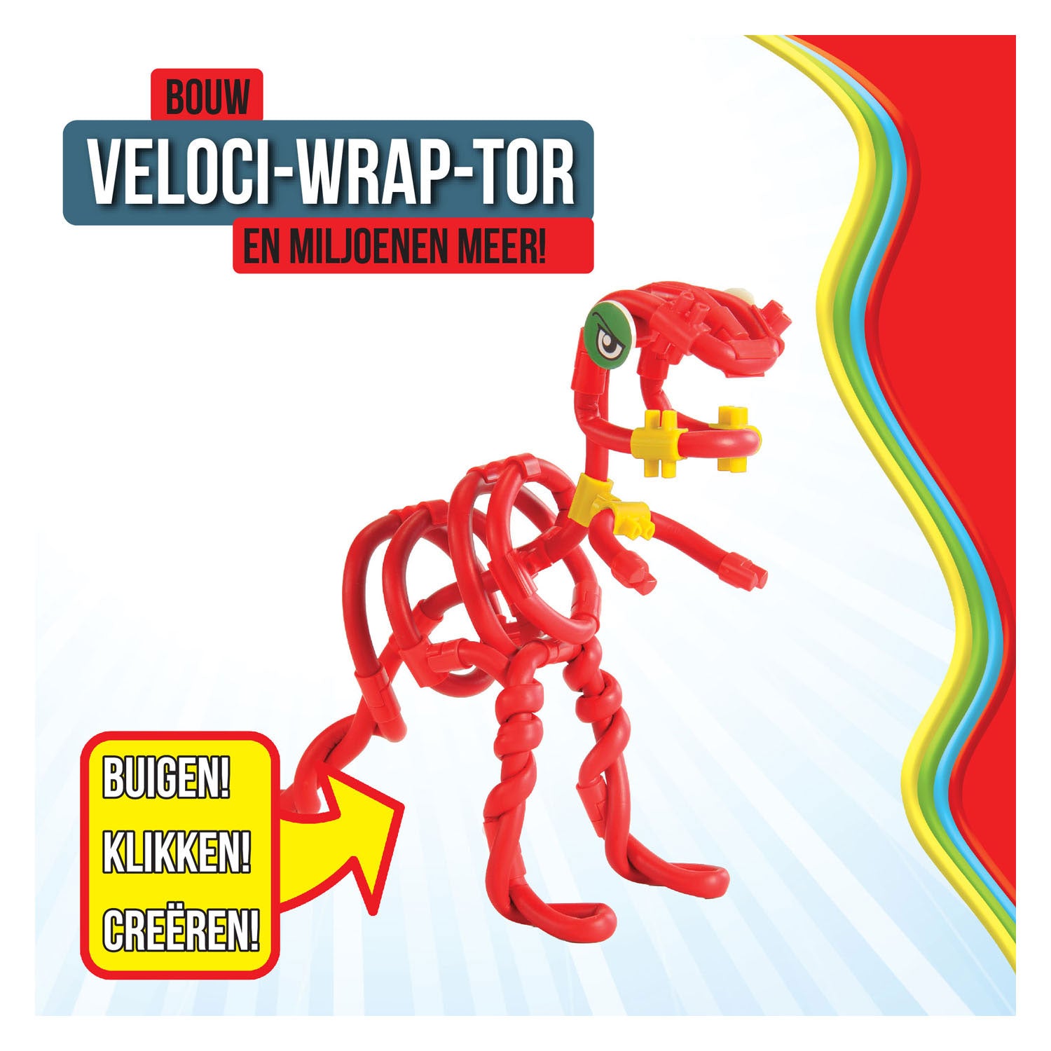 Clics spaghetteez velociraptor flexibele bouwstaafjes, 34dlg.