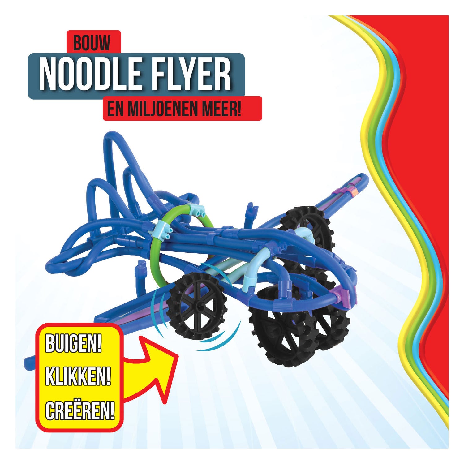 Clics spaghettiez noodle flyer vliegtuig flexibele bouwstaafjes, 76dlg.