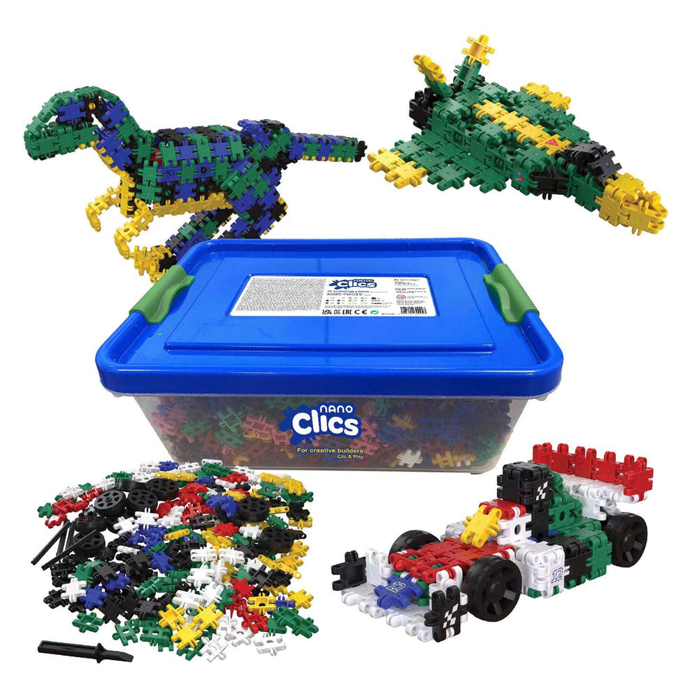 Clics nano – creative builders 2000 piece set – 15 in 1 bouwblokken – speelgoed gemaakt van 100% recycled plastic – speelgoed 8, 9, 10, 11, 12 jaar – constructie speelgoed
