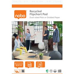 Nobo gerecycled flipover papier op rol - 50 vellen dubbelzijdig blanco of geruit papier- 58x81cm - 70 grams