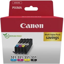 Inktcartridge canon 6509b016 551 cyaan, geel, magenta, zwart