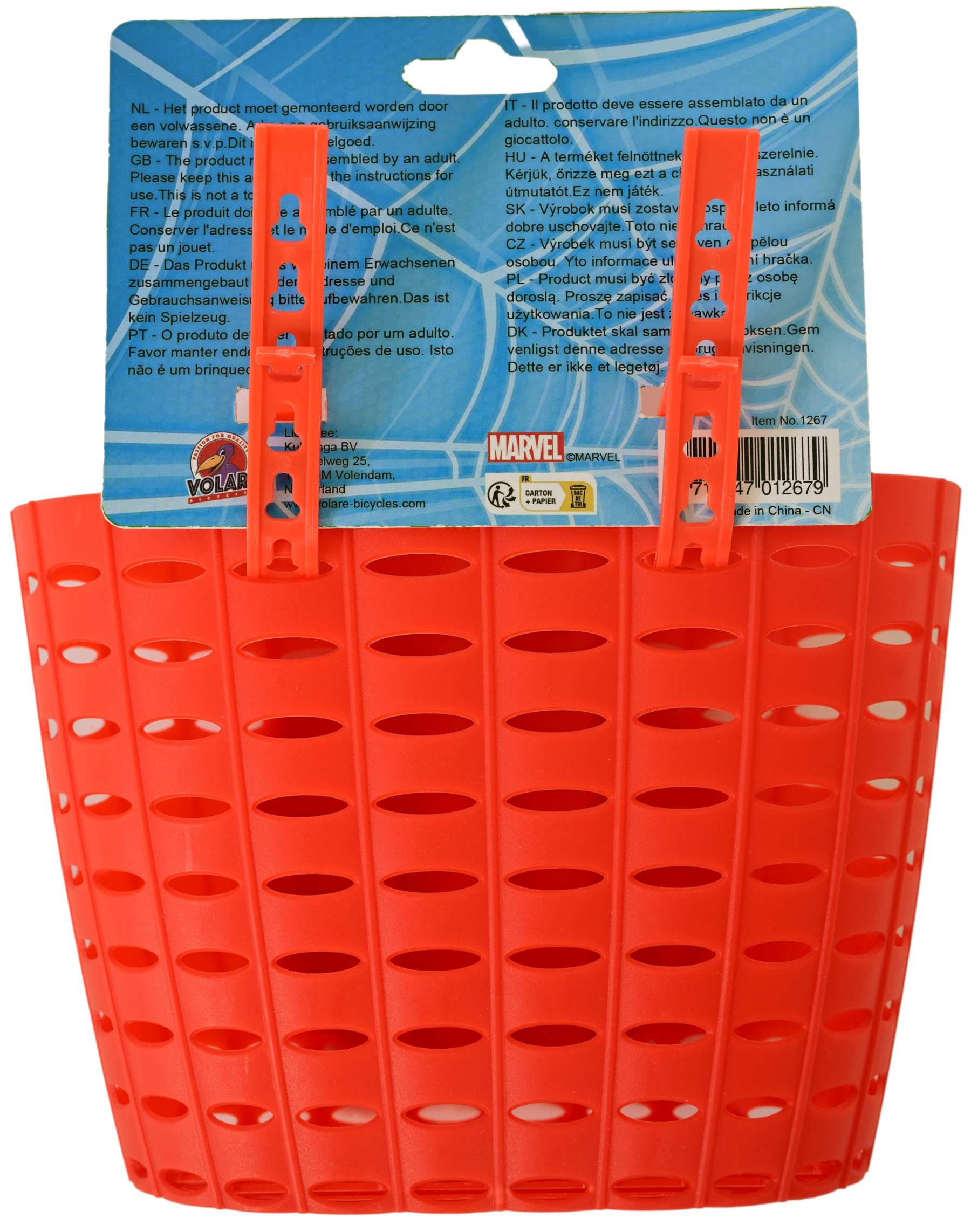 Spiderman spider-man plastic mandje - jongens - rood