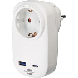 Brennenstuhl stekkeradapter met usb c power delivery voor snel opladen (1x oplader usb c 20w, 1x usb a 18w)