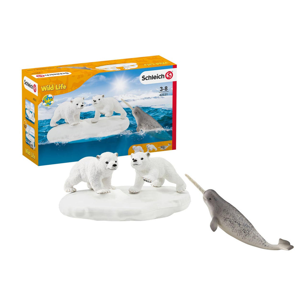 Schleich wild life - ijsberen glijfeestje speelfiguur