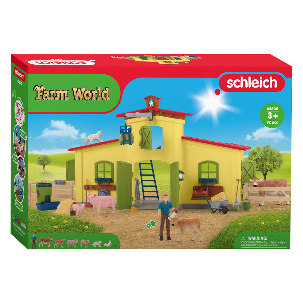 Schleich farm world - grote stal, geel speelfiguur