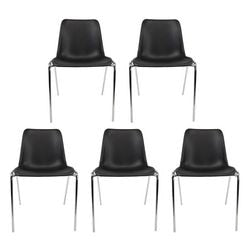Bezoekersstoel viking iris zwart chroom stapelbaar 5 stuks