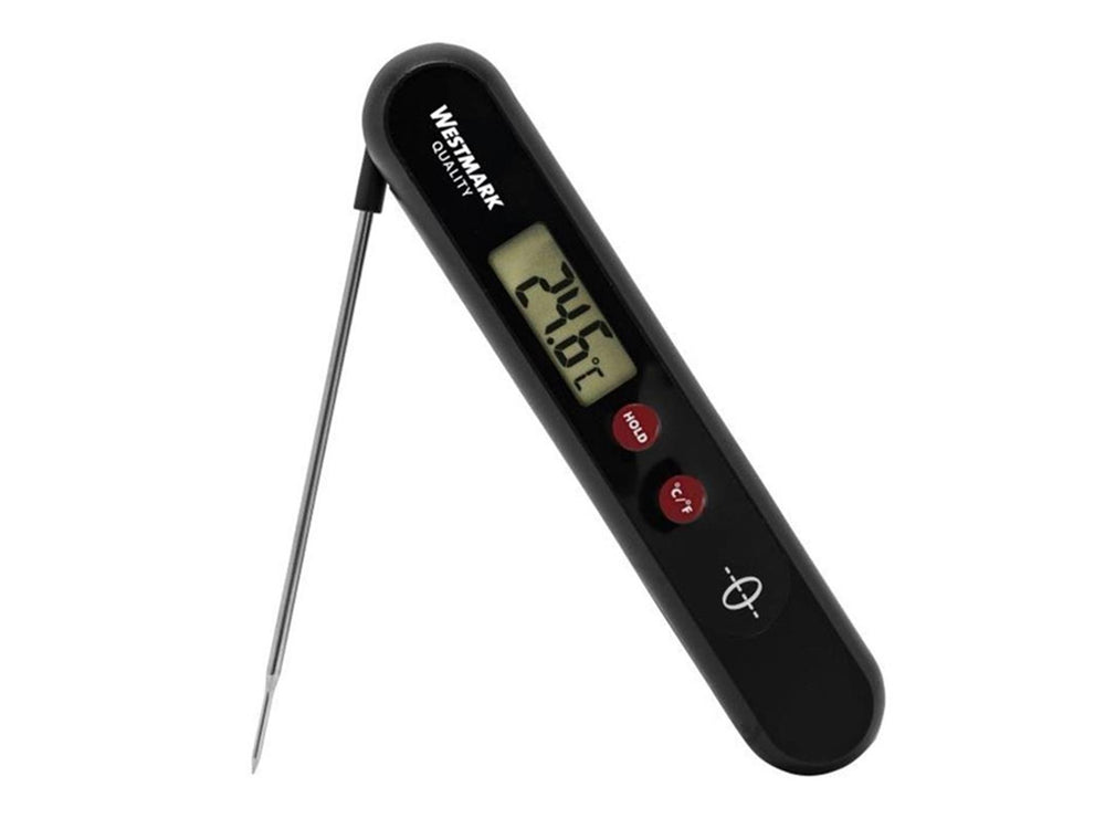 Westmark lekthermometer, zonder batterijen, met temperatuurvergrendelknop, rvs kunststof, eco, zilver zwart rood, 12962260
