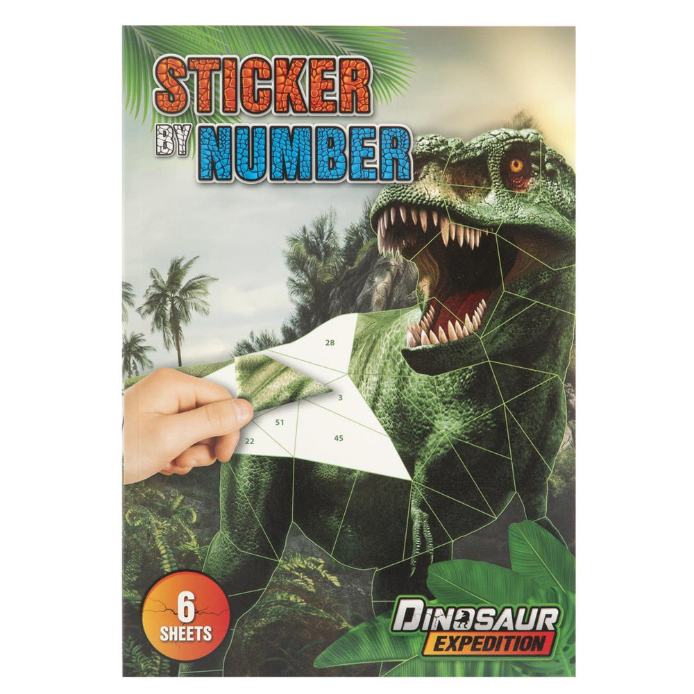 Creatieve knutselgroep dino stickers op nummer