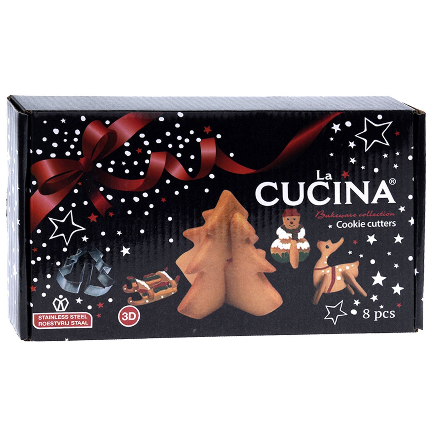 La cucina uitsteekvormenset 3d kerstkoekjes, 8dlg.