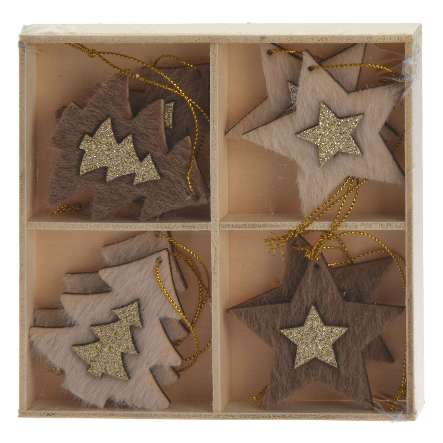 Houten Hangdecoratieset, 8st.