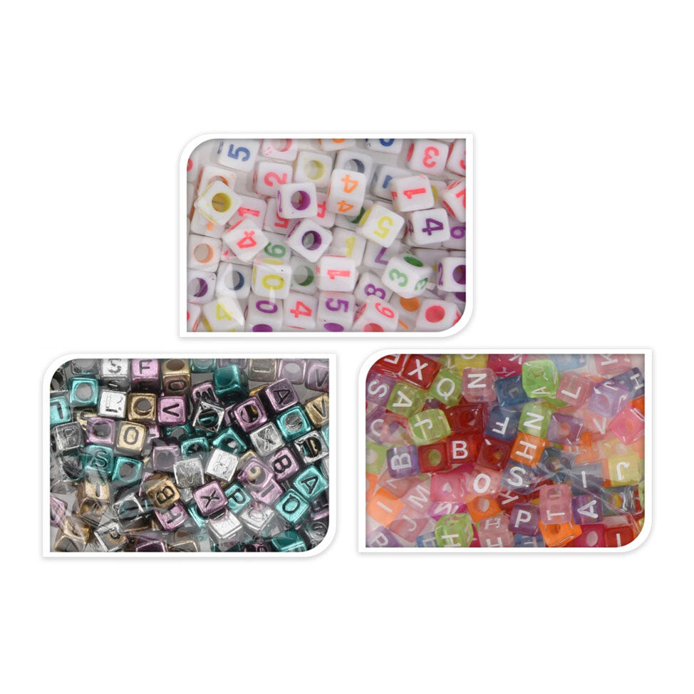 Kralenset metallic letters, 15 gram per zak